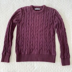 Giordano Burgundy Cable Knit Cotton Sweater - Preowned - Korean M/US XS-S